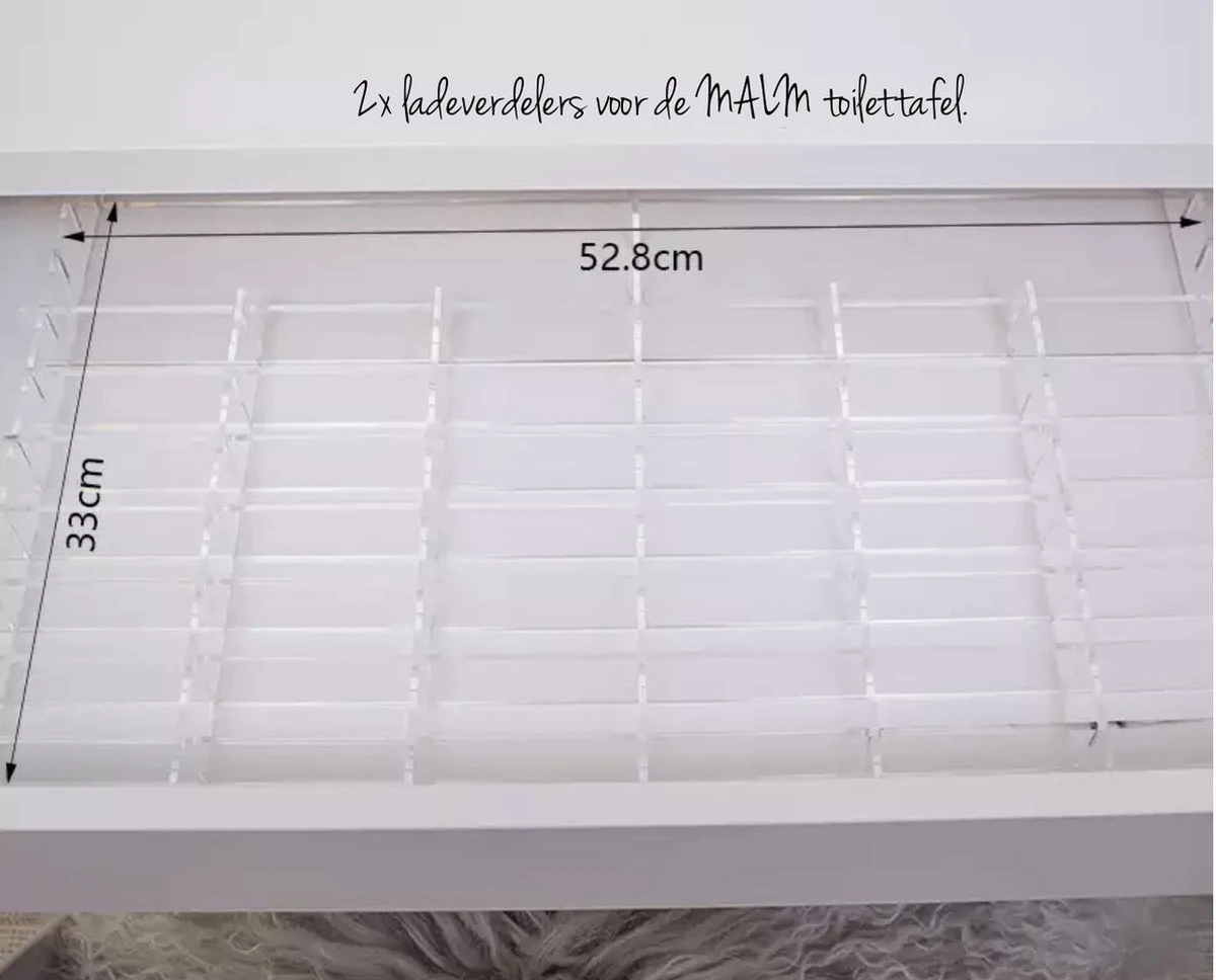 Jumanah® Collections "Sorted" MALM - Toilettafel -Volledige Lade - Make Up Organizer - Ladeverdeler - Lade Organizer - Transparant - Acryl - Kunststof 7 Jumanah® Collections "Sorted" MALM - Toilettafel -Volledige Lade - Make Up Organizer - Ladeverdeler - Lade Organizer - Transparant - Acryl - Kunststof - Afbeelding 7