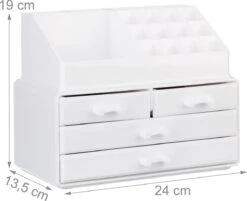 A&K 2in1 Make-up Organizer - 4 Lades Cosmetica Opbergdoos - Kaptafel - Wit -Glam Make-up Verkoop 1200x975 1
