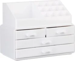 A&K 2in1 Make-up Organizer - 4 Lades Cosmetica Opbergdoos - Kaptafel - Wit -Glam Make-up Verkoop 1200x981 3
