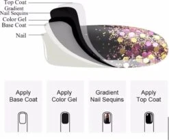 Nail Art Glitter Schubben Champagne Rosé / Goud + Kwastje |Glitter Pailletjes | Rhinestones | Nagelversiering -Glam Make-up Verkoop 1200x996