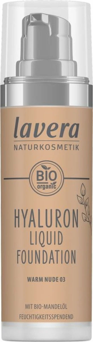 Lavera Make-up Hyaluron Liquid Foundation -Warm Nude 03-, 30 Ml 4 Lavera Make-up Hyaluron Liquid Foundation -Warm Nude 03-, 30 Ml - Afbeelding 4