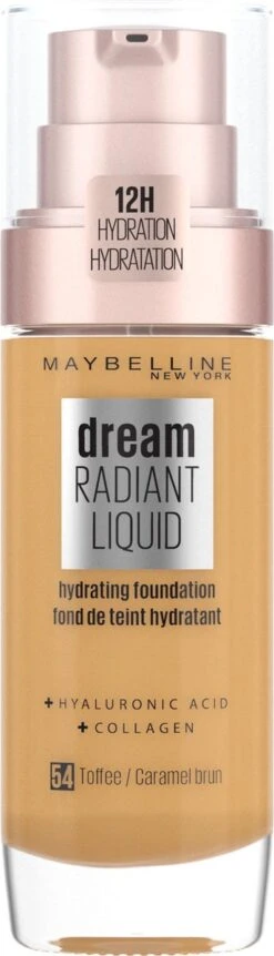 Maybelline Dream Radiant Liquid - 054 Toffee - Foundation Geschikt Voor De Droge Huid Met Hyaluronzuur - 30 Ml