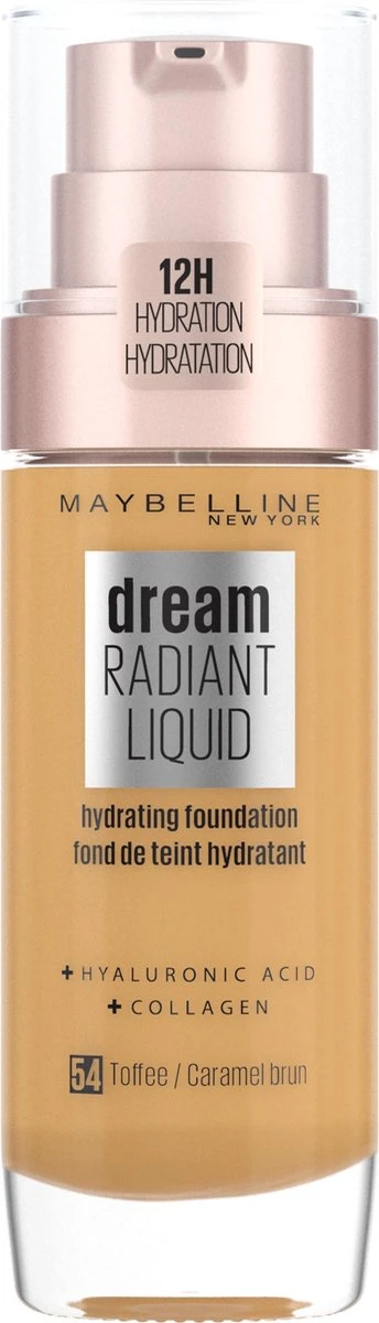 Maybelline Dream Radiant Liquid - 054 Toffee - Foundation Geschikt Voor De Droge Huid Met Hyaluronzuur - 30 Ml 1 Maybelline Dream Radiant Liquid - 054 Toffee - Foundation Geschikt Voor De Droge Huid Met Hyaluronzuur - 30 Ml