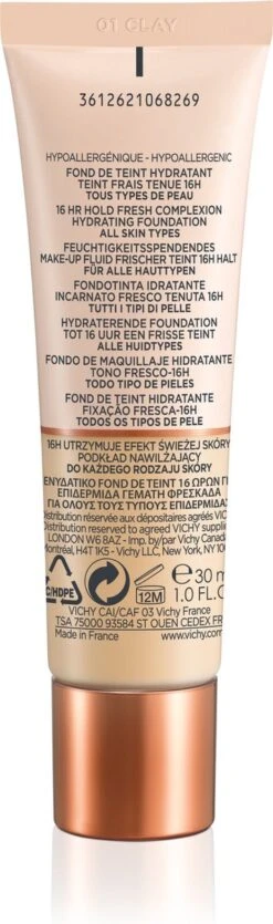 Vichy Minéralblend Foundation - 01 Clay - 30ML - Natuurlijke Dekking -Glam Make-up Verkoop 355x1200