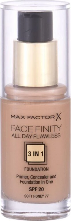 Max Factor Facefinity All Day Flawless 3-in-1 Liquid Foundation - 077 Soft Honey -Glam Make-up Verkoop 385x1200 1