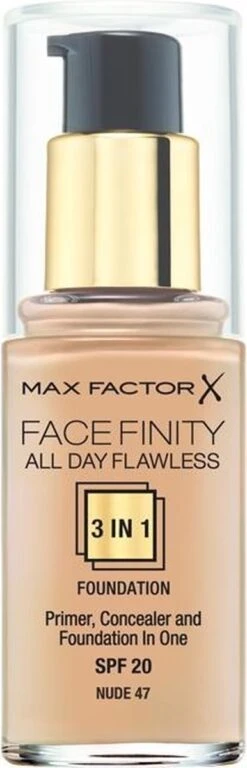 Max Factor Facefinity All Day Flawless 3-in-1 Liquid Foundation - 047 Nude 5 Max Factor Facefinity All Day Flawless 3-in-1 Liquid Foundation - 047 Nude -Glam Make-up Verkoop 386x1200 3