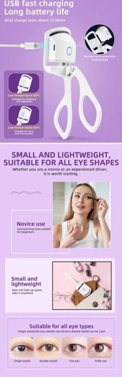 BeautyTech Elektrische Wimperkruller/Wimperkrultang - Roze - Oplaadbaar - Beauty - Verzorging - Make Up -Glam Make-up Verkoop 389x1200 15