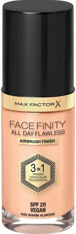 Max Factor Facefinity All Day Flawless 3-in-1 Liquid Foundation - 045 Almond -Glam Make-up Verkoop 390x1200