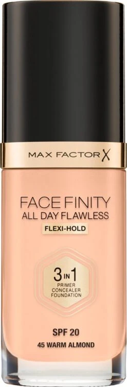 Max Factor Facefinity All Day Flawless 3-in-1 Liquid Foundation - 045 Almond -Glam Make-up Verkoop 394x1200