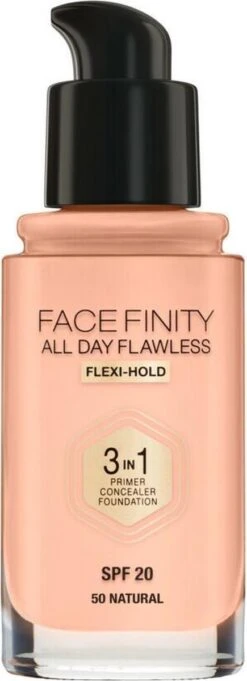 Max Factor Facefinity All Day Flawless 3-in-1 Liquid Foundation - 050 Natural 20 Max Factor Facefinity All Day Flawless 3-in-1 Liquid Foundation - 050 Natural -Glam Make-up Verkoop 435x1200 4
