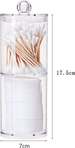 Without Lemon - Wattenstaafjes En Wattenschijfjes Houder - Dubbel Transparant Opberghouder - Opbergdoosje - Makeup Organizer - Open En Dichte Houder - Met Deksel - Stapelbaar -Glam Make-up Verkoop 613x1200 4