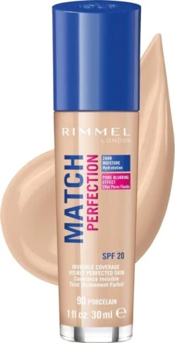 Rimmel London Match Perfection Foundation 090 Porcelain 18 Rimmel London Match Perfection Foundation 090 Porcelain -Glam Make-up Verkoop 614x1200