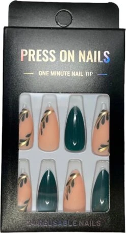 Merkloos Press On Nails - Nep Nagels - Roze Groen - Almond - Manicure - Plak Nagels - Kunstnagels Nailart - Zelfklevend -Glam Make-up Verkoop 647x1200