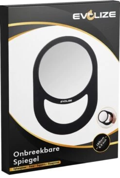 Evolize Onbreekbare Spiegel Met Handvat - Ø 16,5 Cm - Ophangbaar - Rond - Handspiegel - Kappersspiegel - Reisspiegel - Make Up - Afmeting: 28 X 19 Cm - Zwart -Glam Make-up Verkoop 809x1200 4
