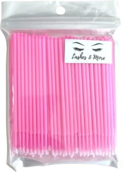 Lashes & More - 100 Stuks Wegwerp Microbrushes - Roze - Wimpers Uitbreiding - Individuele Lash Verwijderen - Wattenstaafje - Micro Borstel Voor Wimper Extensions Tool- Microbrush -Glam Make-up Verkoop 850x1200