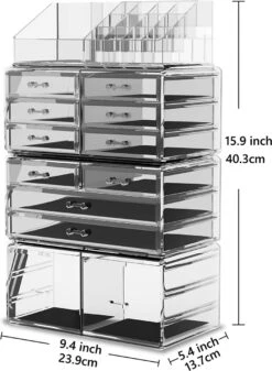 Make-up Cosmetische Organizer Opbergladen Display Dozen Case Met Laden (12D, Transparant) -Glam Make-up Verkoop 879x1200 7