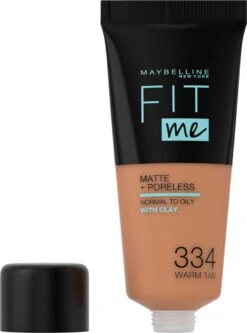 Maybelline Fit Me Matte & Poreless Foundation - 334 Warm Tan -Glam Make-up Verkoop 891x1200 2