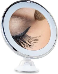 Vergroot Make Up En Scheer Spiegel Met LED Verlichting - 10x Vegroting En Natuurlijk Licht Voor Cosmetica/Scheren/Epileren - 360° Graden Verstelbare Zuignap En Wandbevestiging - Badkamer/Douche/Slaapkamer - Rond – Wit -Glam Make-up Verkoop 947x1200 11